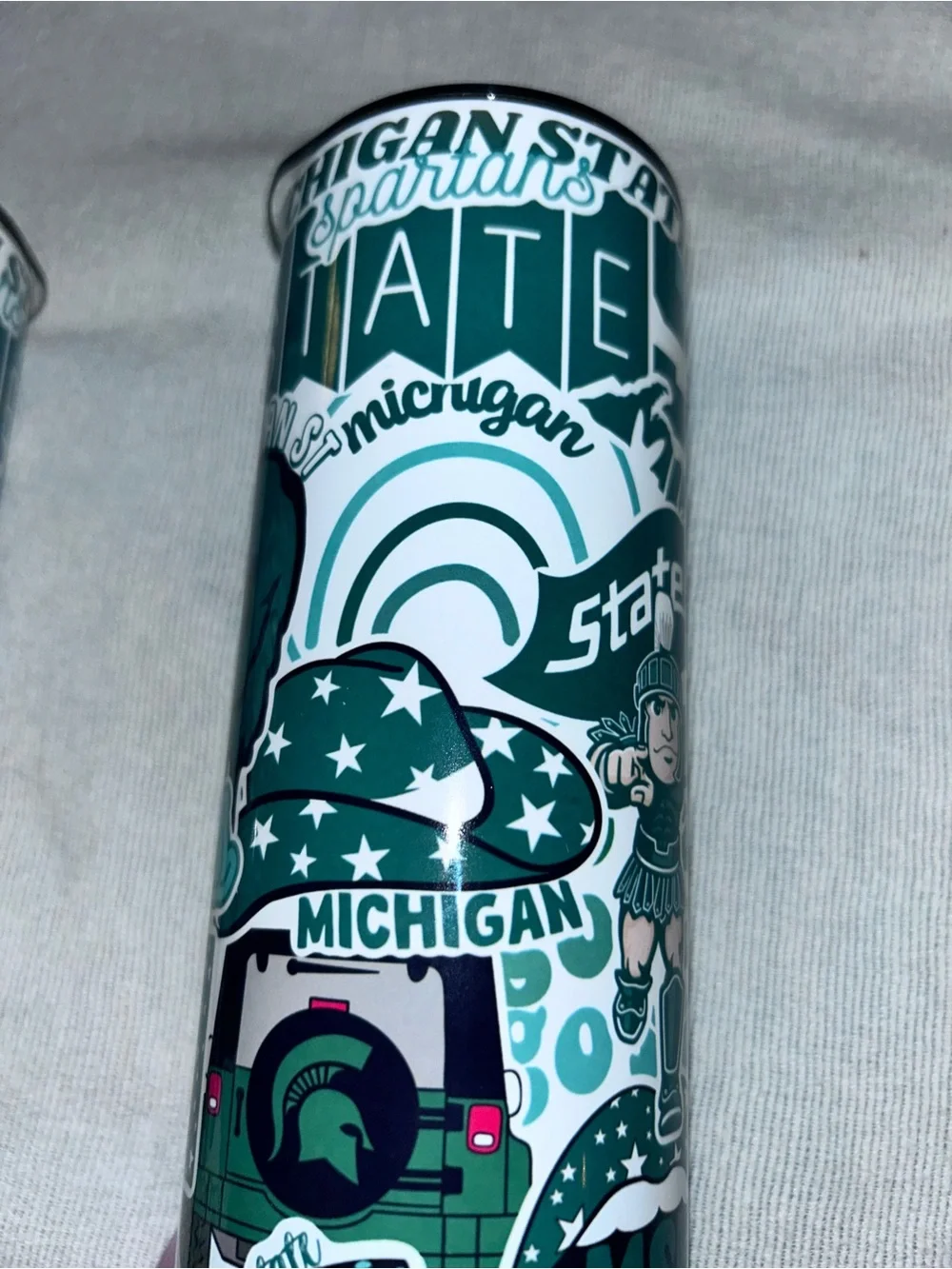 2 Michigan State Spartans 20 oz Skinny Tumblers Stainless Insulated MSU Gift